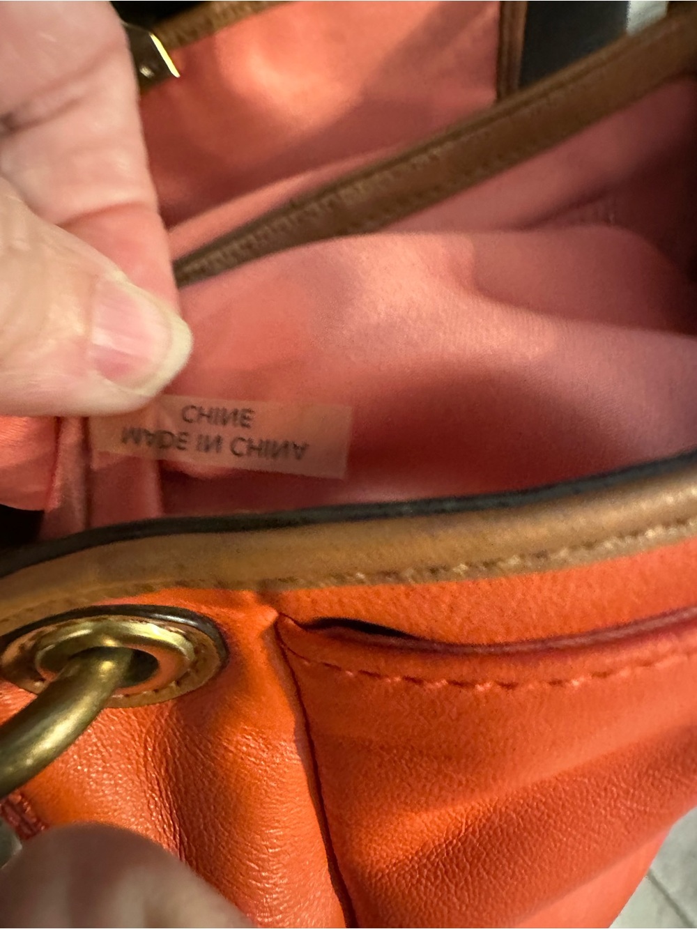 Coach Colorblock FlapTwo-Tone Red and Orange Leather Crossbody - Picture 7 of 15